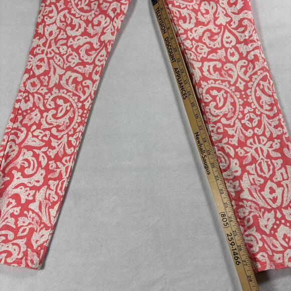 Old Navy Rockstar Women’s Skinny Jeans Coral White Floral Print Size 4 - Picture 2 of 9